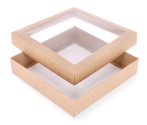 DDP-23L: 250 x 250 x 55 mm<br>two part box with window 1