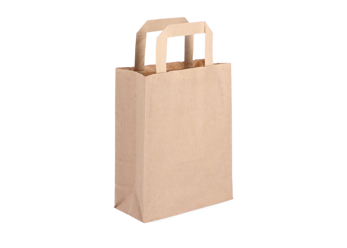 FLAT-1: 180 x 80 x 220 mm paper bag with flat paper handles 1