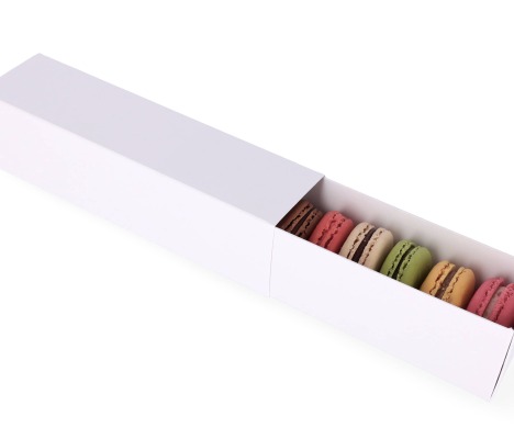 MAC-1/B: 200 x 50 x 50 mm, White color box for sweets and macarons cookies (10pcs) 1